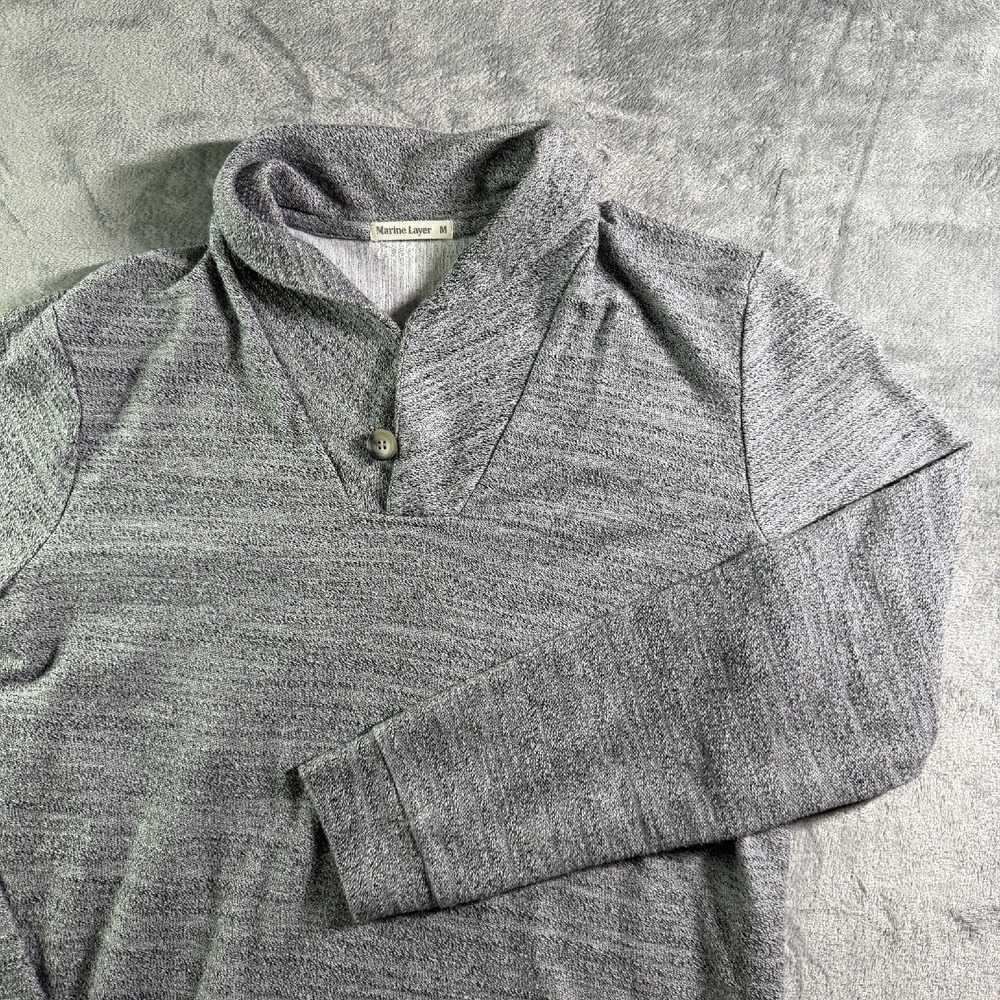 Marine Layer Pullover Shawl Collar Long Sleeve Casual Top Gray Mens M‎